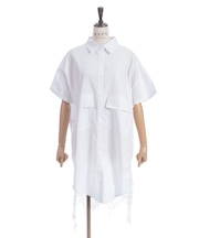 バックレースシャツワンピース