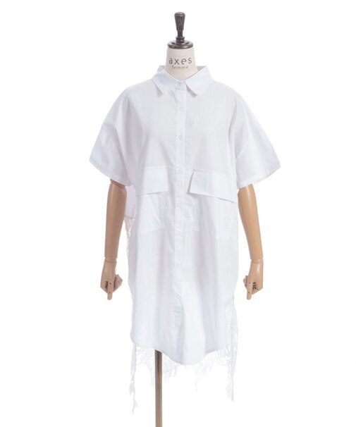 バックレースシャツワンピース