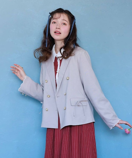スカラップ刺繍ダブルJKT