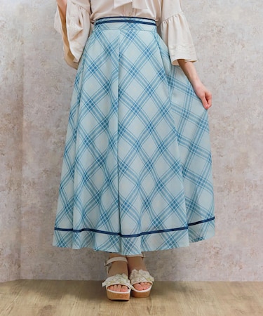 シアーチェックフレアスカート