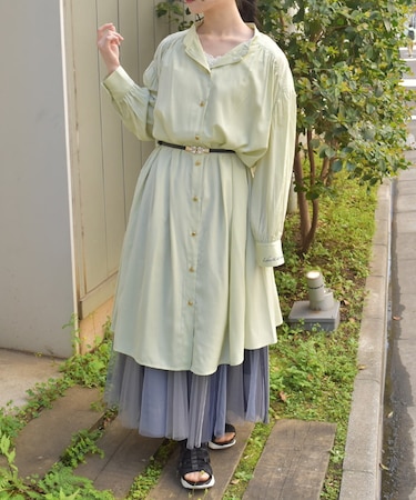 レースアップロングシャツ