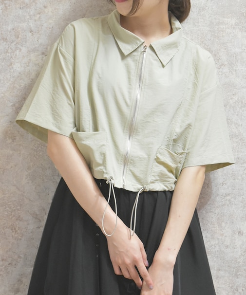 裾ドロストジップブルゾン