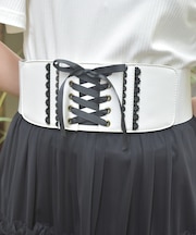 配色スカラップ太幅ベルト