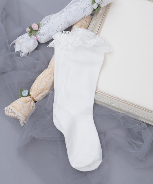 レースフリルハイソックス