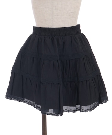 裾レースフレアミニスカート