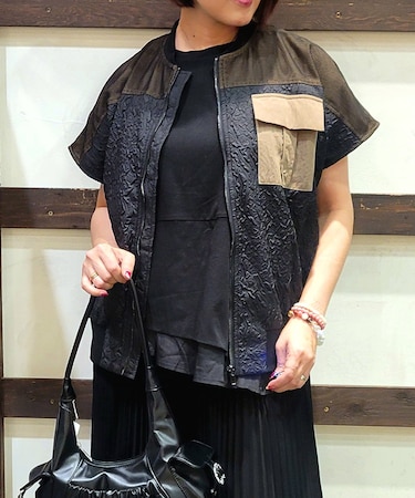 異素材配色フレンチブルゾン