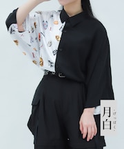 和面プリント配色シャツ