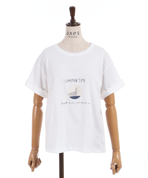 袖レースＴシャツ