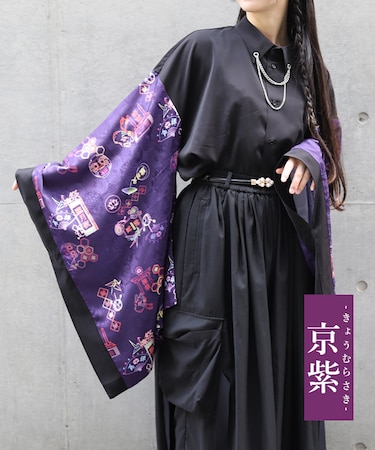 和ネオンプリント和袖シャツ