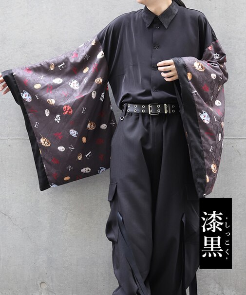 和面プリント和袖シャツ