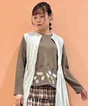 葉っぱ刺繍長袖プルオーバー
