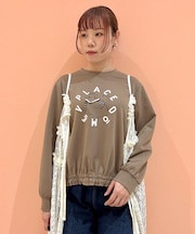 猫プリントパール付長袖ＰＯ