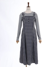 チェックワンピース×トップスセット