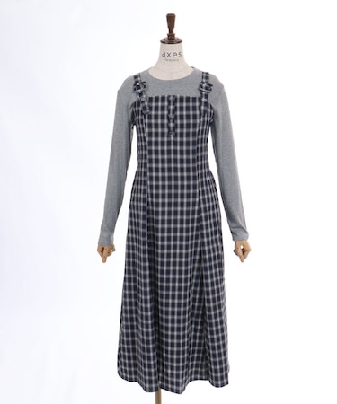 チェックワンピース×トップスセット