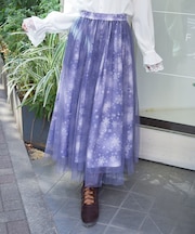 スノー・ローズ柄スカート