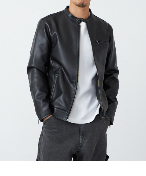 【新品未使用品】アンタイトル 洗える フェイクレザー ライダースジャケット M 新品未使用 ユニクロ フェイクレザー ライダースジャケット レディース