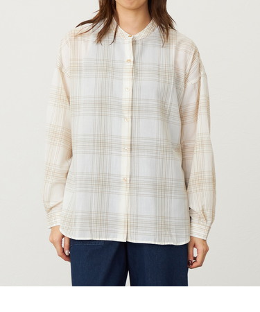 シアーチェック長袖シャツ