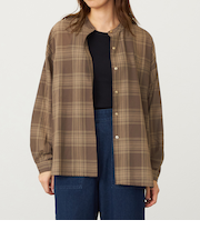 シアーチェック長袖シャツ