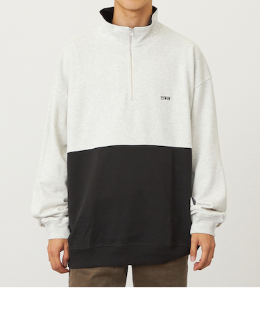 ハーフジップスウェット