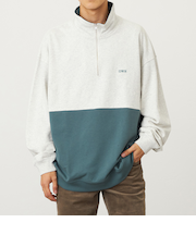 ハーフジップスウェット