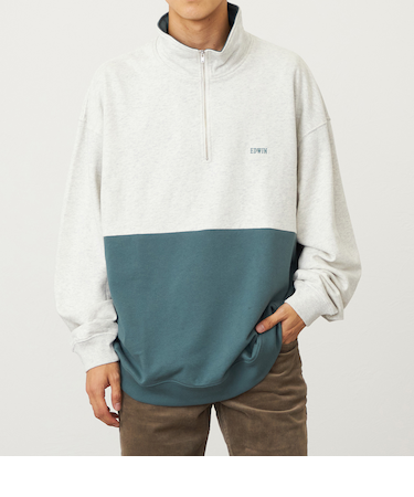 ハーフジップスウェット