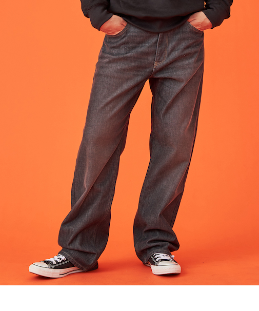 【暖】ワイドデニムパンツ 防風