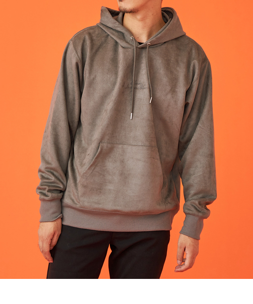 フェイクスエードフード付きパーカー