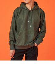 フェイクスエードフード付きパーカー