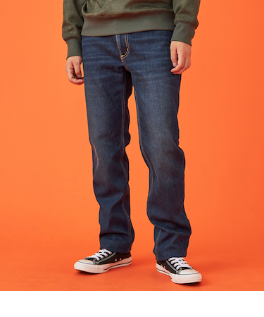 【暖】ストレートデニムパンツ