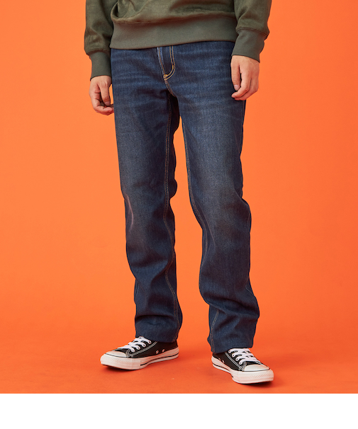 【暖】ストレートデニムパンツ