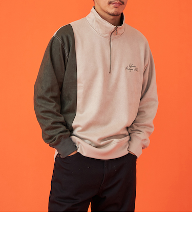 ハーフジップスウェット