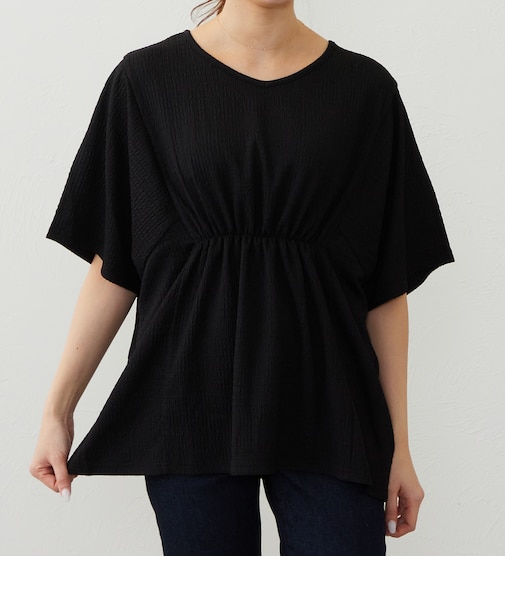 フロントギャザーブラウス（ミドル袖）