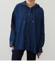 フード付きデニムシャツ（長袖）