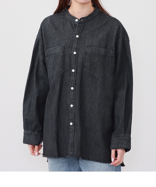 フリンジ スタンドカラーシャツ（長袖）