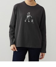 手書き風プリント Tシャツ（長袖）