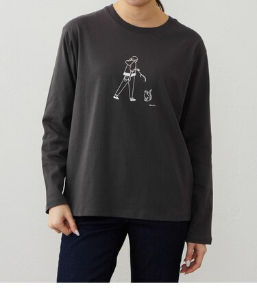 手書き風プリント Tシャツ（長袖）