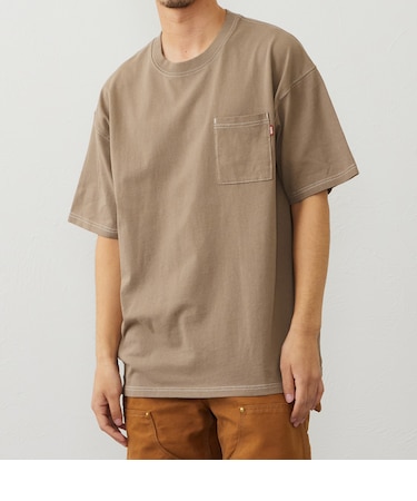 ステッチデザイン ポケット付き半袖Tシャツ