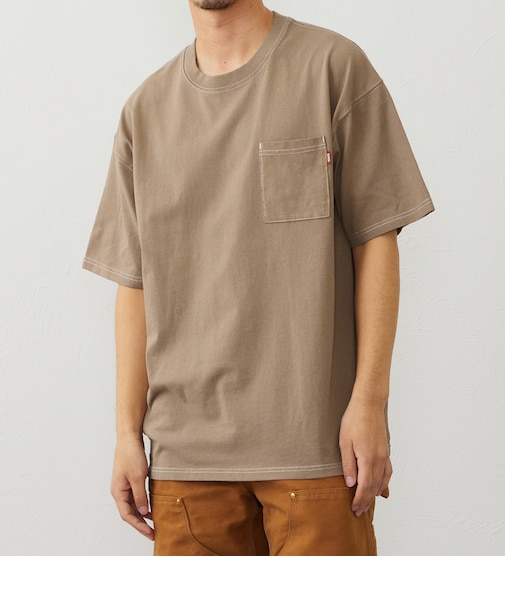 ステッチデザイン ポケット付き半袖Tシャツ