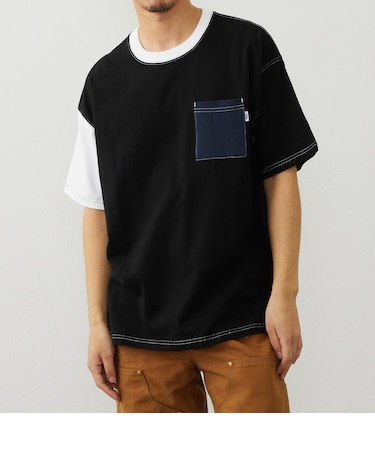 ステッチデザイン ポケット付き半袖Tシャツ