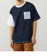 ステッチデザイン ポケット付き半袖Tシャツ