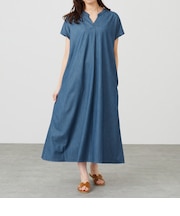 Vネックワンピース