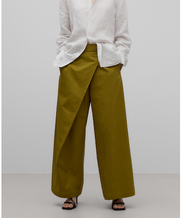 コットンのクロスフロントパンツ