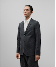 グレーのレギュラーフィットメランジブレザー