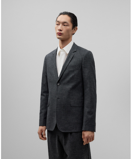 グレーのレギュラーフィットメランジブレザー