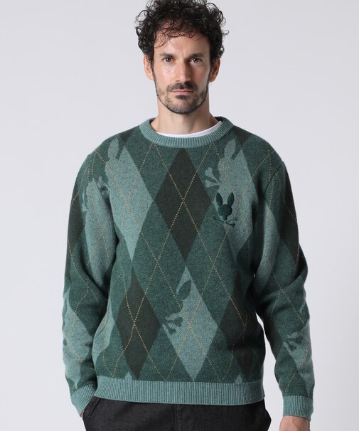 ラムズウール アーガイル  ニット