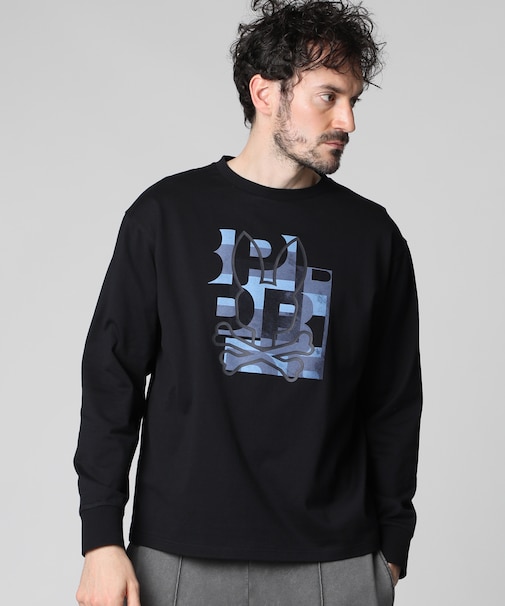 モザイクアウトラインバニー 　ロングスリーブTシャツ