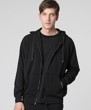 ビッグシルエットロゴ ダンボールニット　ジップパーカ