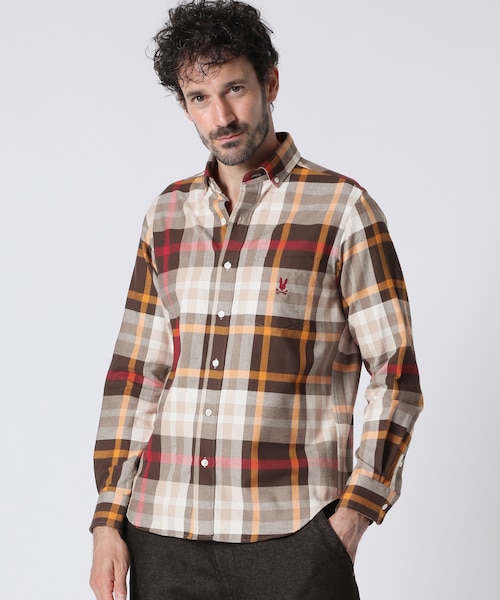 [サイコバニー] 長袖モックネックシャツ カモフラロゴプリント メンズ [サイコバニー] 長袖モックネックシャツ ベーシックロゴデザイン メンズ