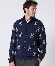 バニーロゴパターン 　スタンドカラーニット