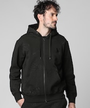 エンブロイダリーロゴパターン 　ジップパーカ